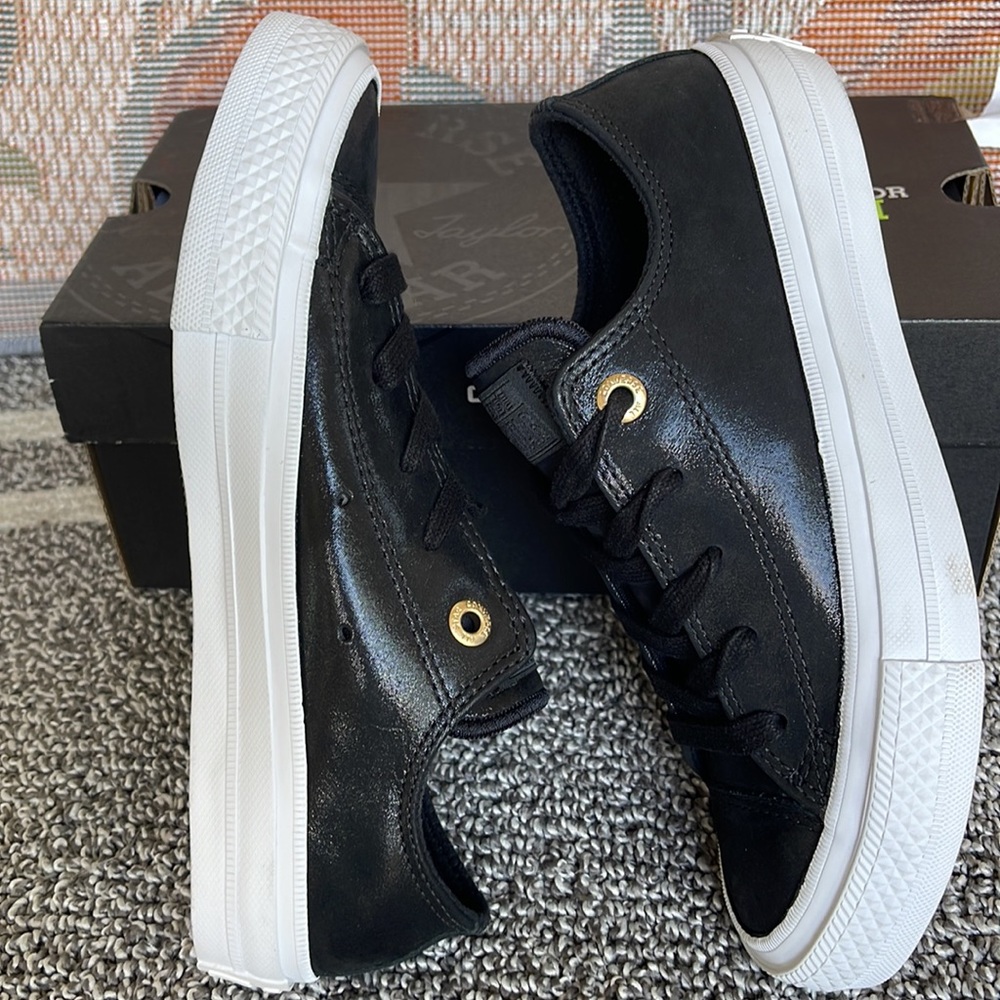 Converse WMNS Chuck Taylor All Stars ll OX 555958C BLACK/BLACK/WHITE Sneakers - Picture 12 of 16